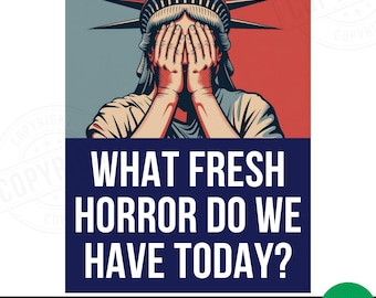 Wat voor nieuwe horror hebben we vandaag? Protestbord AFDRUKBARE No Kings Anti Trump-poster voor March Resist Fascism Digitale Download FDT Democraat