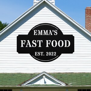 Personalized Fast Food Metal Sign Wall Art, Custom Fast Food Plaque Front Home Decor Outdoor Porch Door Christmas Gift