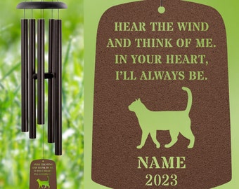 Cat Wind Chime Sail Cat Memorial Cat Loss Gift Sympathy Bereavement Listen To The Wind Condolence