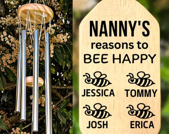 Nanny Wind Chime, Gift for Nanny Birthday Personalized Mother's