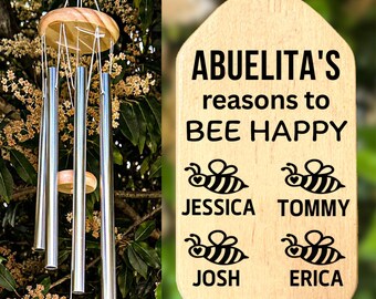 Abuelita Wind Chime, Gift For Abuelita Birthday Personalized Mother's Day Abuelita Gift Grandkids Names Grandparent's Day Christmas Gift
