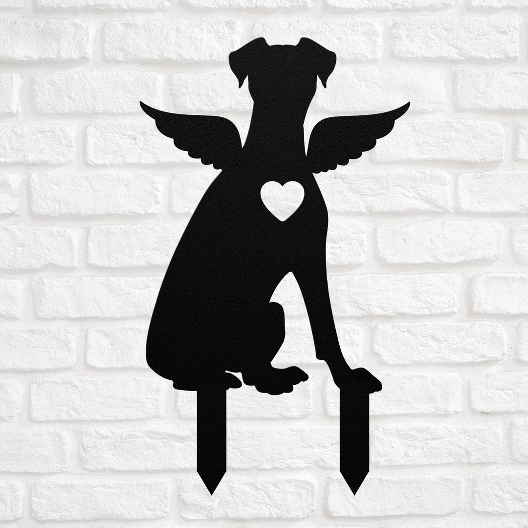 Doberman Angel Wings Garden Statue Stake, Custom Doberman Outdoor Yard ...