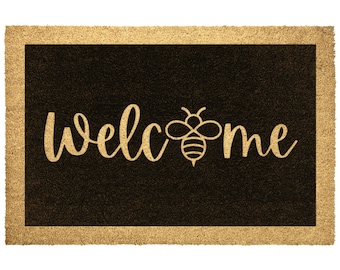 Bee Welcome Doormat, Bumble Bee Doormat, Cute Doormat, Welcome Mat, Summer Doormat, Outdoor Rug, Front Door Mat, Spring Doormat, Bee Doormat