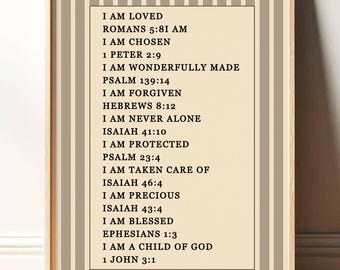Christian Affirmation Print Wall Art, Christian Wall Art, Boys Nursery Print, Boys Bedroom Decor, Bible Verse Print, Child of God,  PR006