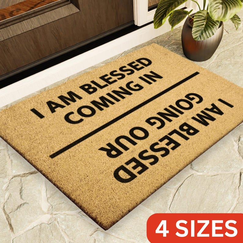 I Am Blessed Coming In And Going Out Doormat Outdoor Rug Door Mat Decor Housewarming Summer Winter Christmas House Gift