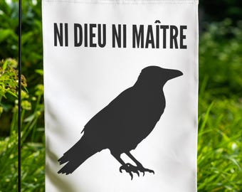 Anti-Authoritarian Garden Flag Anarchist Anti Trump Ni Dieu Ni Maître Yard Sign No Kings Liberal Leftist Feminist Resistance Banner Flag a