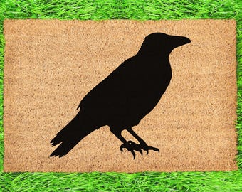 Crow Doormat Outdoor Rug Door Coir Mat Decor Housewarming Home Summer Winter Christmas House Gift