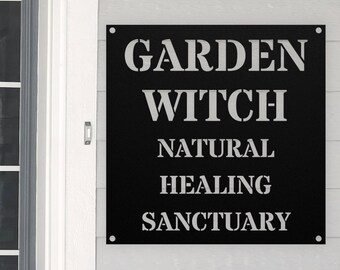 Garden Witch Metal Garden Sign - Garden Gate Sign - Medicinal Herb Sign - Cottage Garden Metal Sign - Herbalist Gardener Gift - Garden Déco
