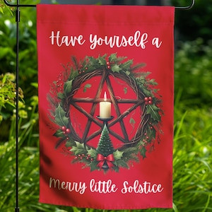 Winter Solstice Yard Flag Wheel of the Year Witch Sabbat Decor Double-sided Lawn Ornament Wiccan Gift for Outdoor Altar Pagan Garden Decor 8