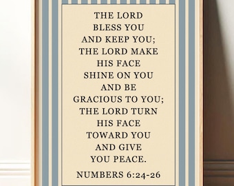 The Lord Bless You Print, Numbers 6:24 Art, Christian Gift for Mom