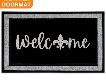 Fleur De Lis Doormat, Mardi Gras Decor, Cute Doormat, Welcome Mat, Outdoor Rug, Fleur De Lis, New Orleans, Front Door Mat, Doormat