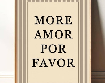 More Amor Por Favor Print Wall Art, Trendy Pink Girly Wall Art, Bedroom Dorm Room Aesthetic Poster Modern Decor Minimalist Vintage PR045