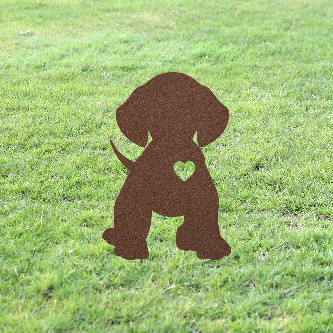 Short Haired Dachshund Memorial Silhouette Garden Statue Stake, Custom