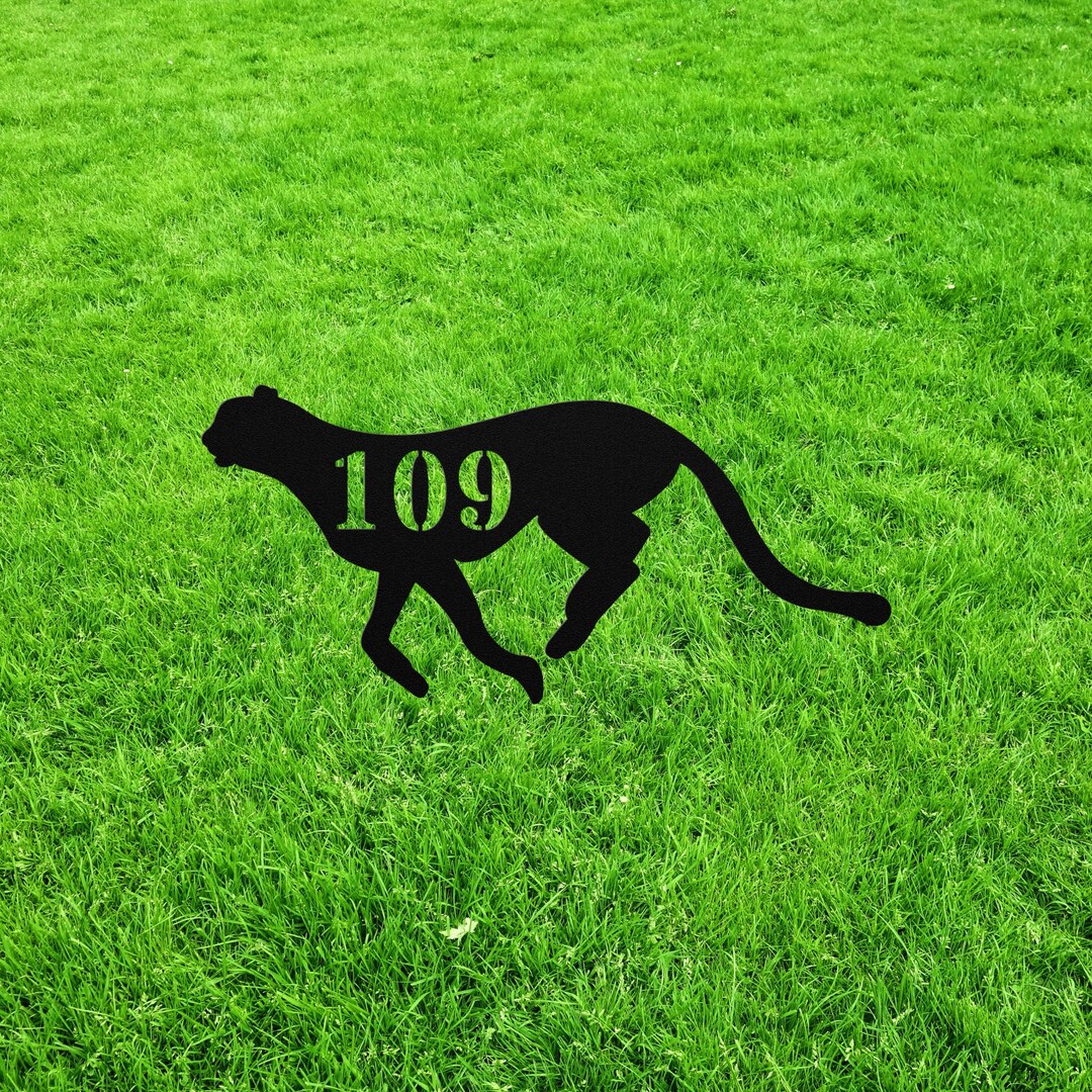 Cheetah Address House Sign, Cheetah Metal Address Steel Yard Sign ...