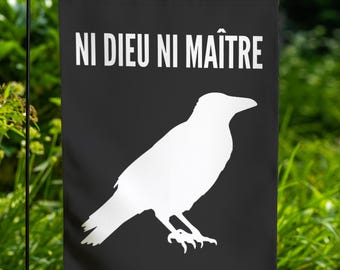 Anti-Authoritarian Garden Flag Anarchist Anti Trump Ni Dieu Ni Maître Yard Sign No Kings Liberal Leftist Feminist Resistance Banner Flag b