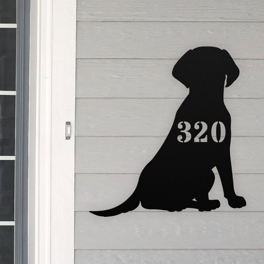 Black Lab Address Signs Personalized Labrador Black Lab Address House Number Sign Metal Wall ...