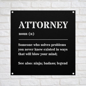 Funny Attorney, Lawyer Gift Metal Sign For Women and Men, For Birthday, Appreciation, Thank You Gift, A Personalized Custom Name Wall Art