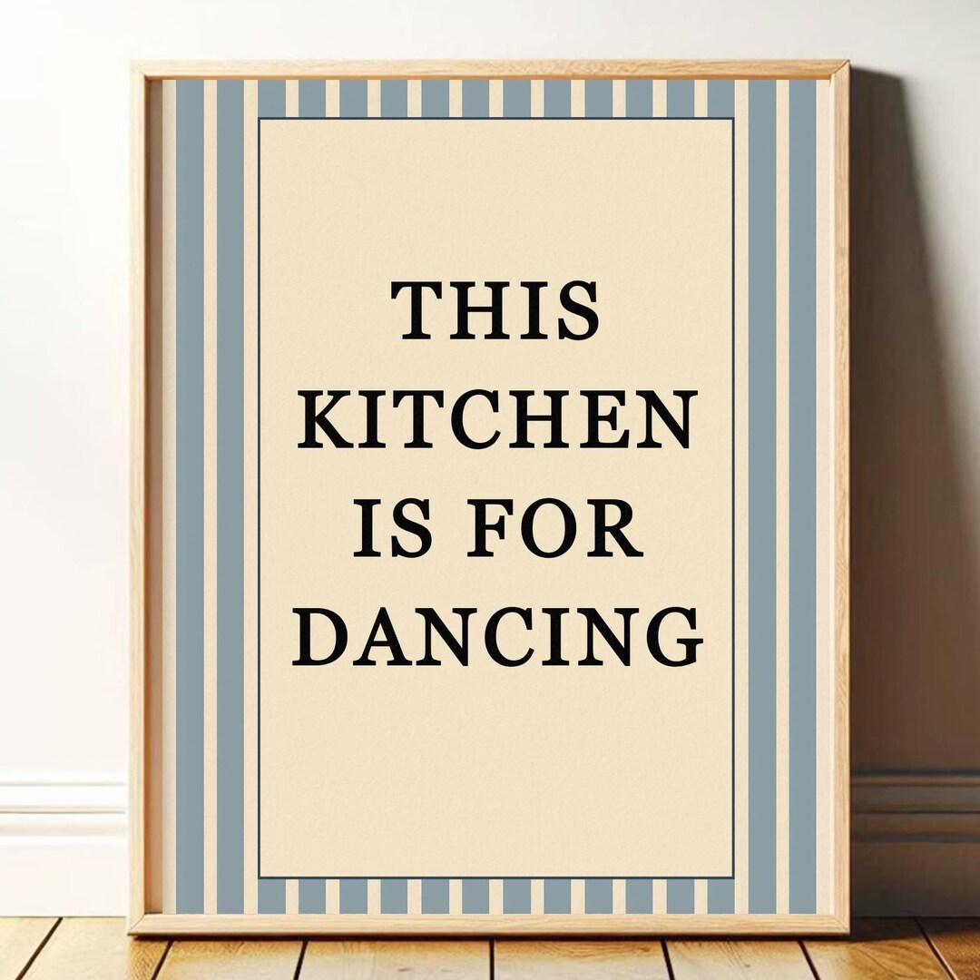 kitchen wall art set of 6 fun foodie prints this... This Kitchen is for Dancing Print Wall Art, Retro Poster, Trendy Poster ...
