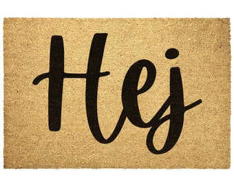 Hej Doormat Danish Outdoor Mat Rug Hi Hello Denmark Front Home Decor Porch Carpet Christmas Gift