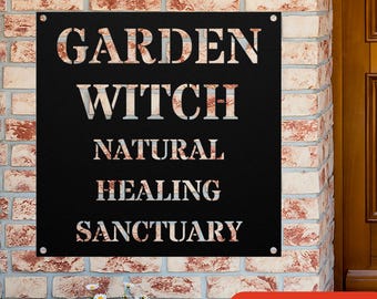 Garden Witch Metal Garden Sign - Garden Gate Sign - Medicinal Herb Sign - Cottage Garden Metal Sign - Herbalist Gardener Gift - Garden Déco