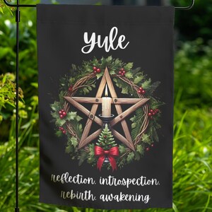 Winter Solstice Yard Flag Wheel of the Year Witch Sabbat Decor Double-sided Lawn Ornament Wiccan Gift Outdoor Altar Pagan Garden Decor 20