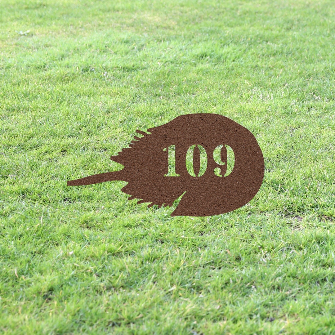 Horseshoe Crab House Number Sign Yard Address Plaque Garden Lawn Stake
