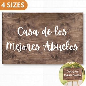 Casa de los mejores abuelos Sign Wood Sign Wooden Wedding Sign Front Door Decor, abuelos abuelitos , grandparents in Spanish.