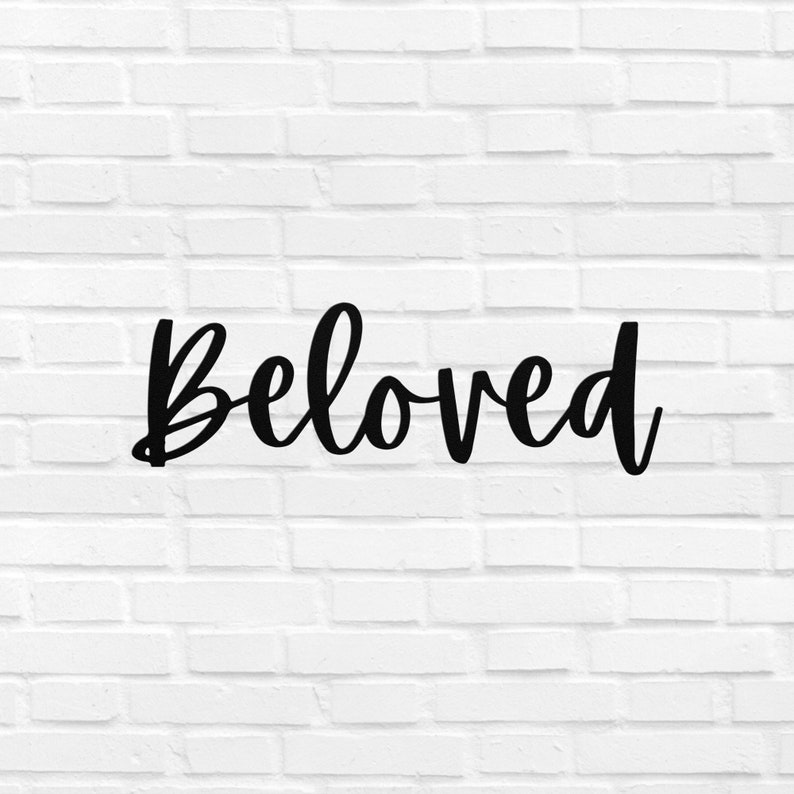 Cursive Beloved Beloved Metal Sign Gift Word Wall Art - Script Word Art Decor Gift ...