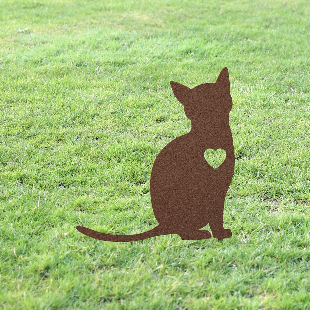 Personalized Cat Garden Statue Stake, Custom Black Cat Outdoor Yard Art