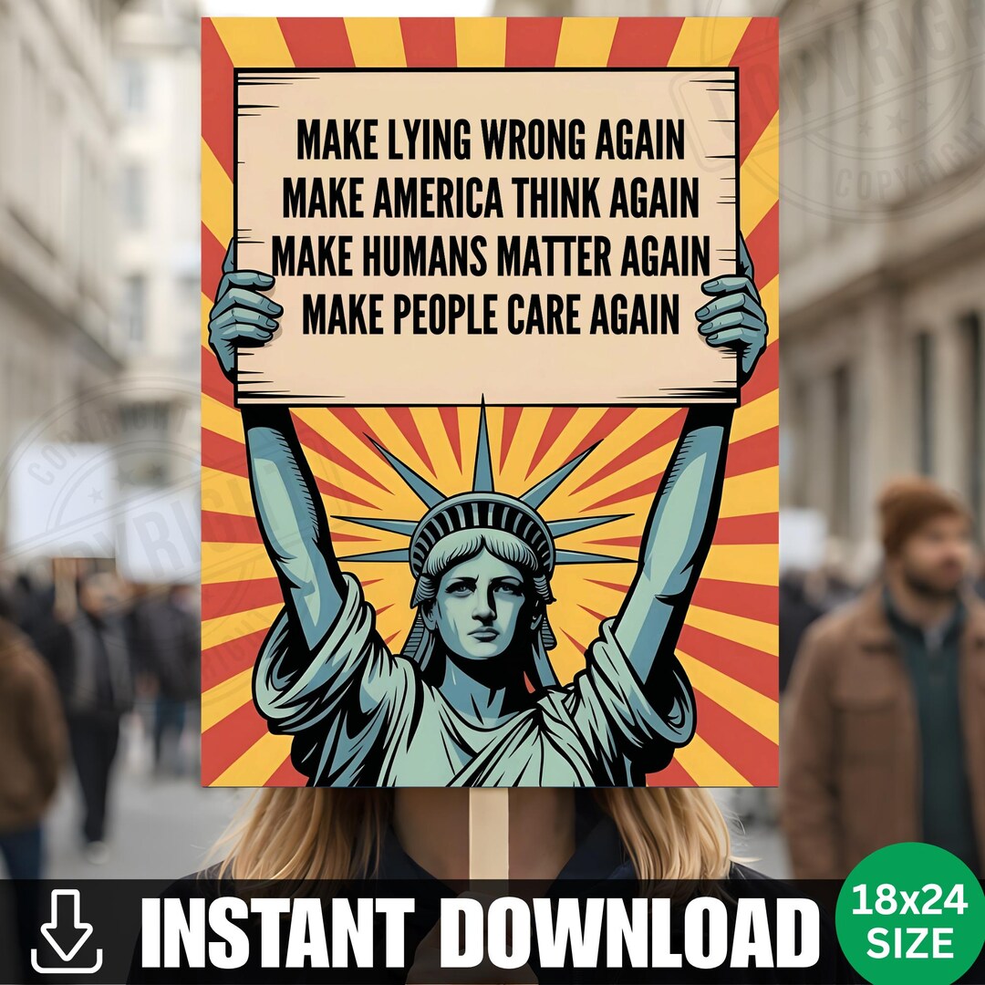 Make Lying Wrong Again Protest Sign PRINTABLE No Kings Anti Trump ...