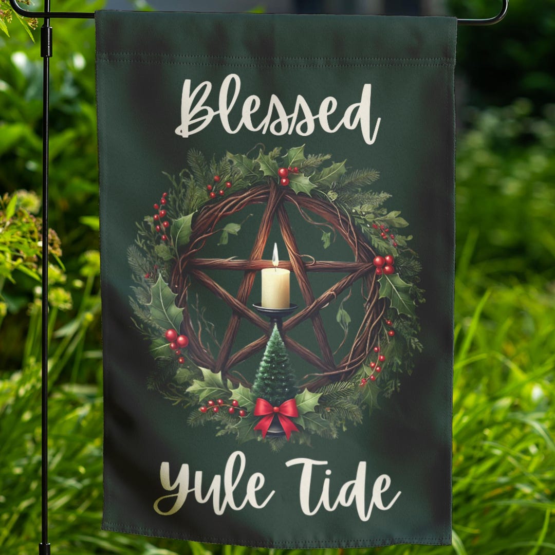 Winter Solstice Yard Flag Wheel of the Year Witch Sabbat Decor Double ...