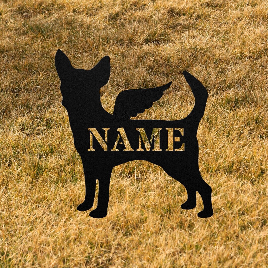 Chihuahua Angel Wings Garden Statue Stake, Custom Chihuahua Outdoor ...