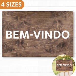 Portuguese Welcome Sign Bem-vindo Wood Sign Wooden Wedding Sign Front Door Decor Angola Brazil Portugal Decor Housewarming Gift