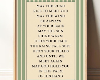 Irish Blessing Print, Road Rise to Meet You Celtic Housewarming Gift