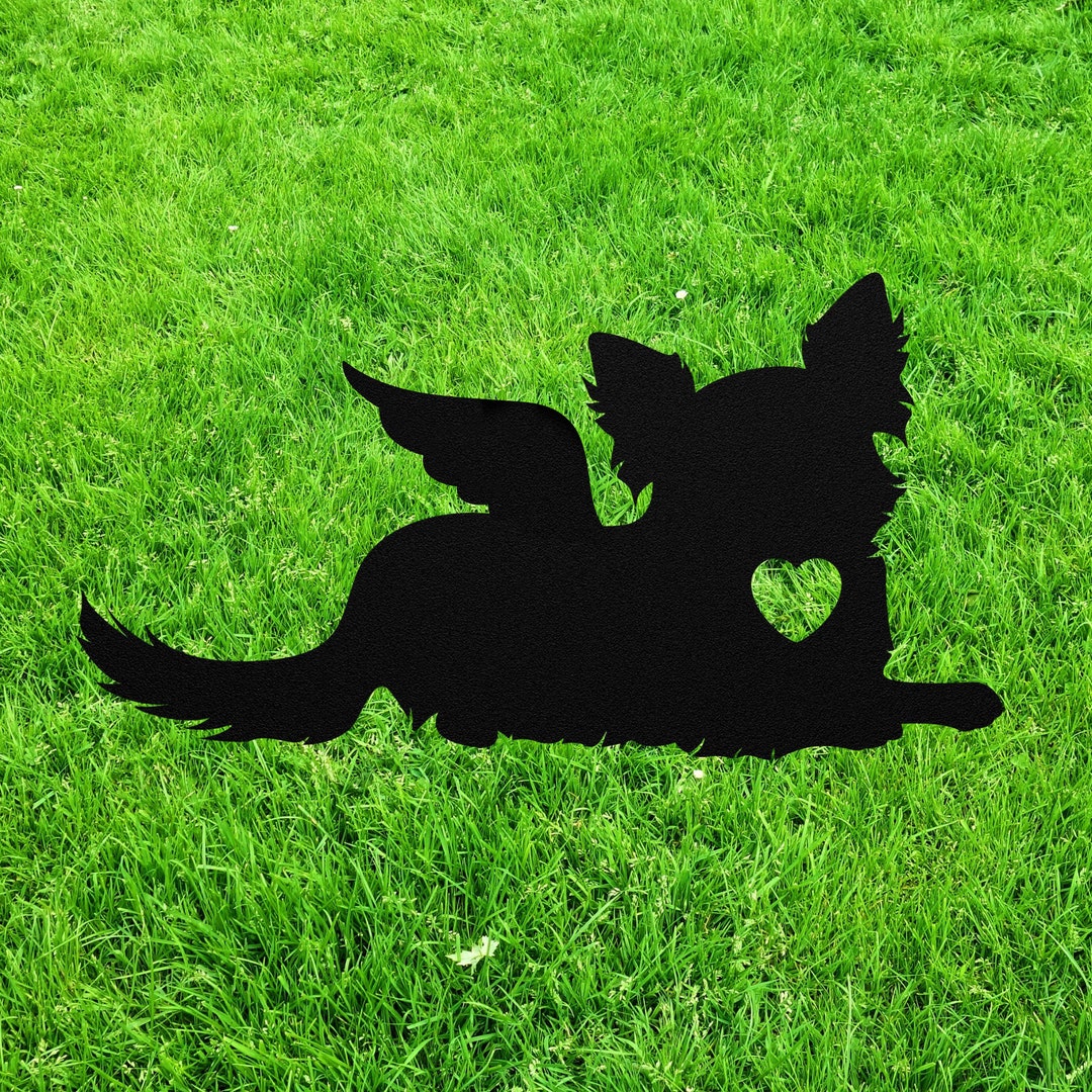 Long Haired Chihuahua Angel Wings Garden Statue Stake, Custom Long Hair ...