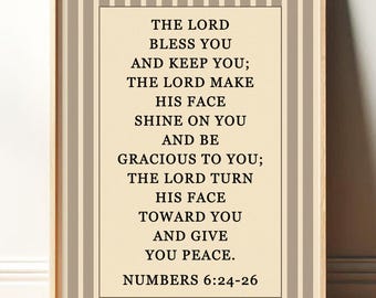 The Lord Bless You Print, Numbers 6:24 Art, Christian Gift for Mom