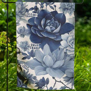 Subtle Anti Trump Flag, Anti Trumpism Floral Fck Trump Fdt Yard Sign Feminist Flag, Liberal Trump Parody Anti Republican Garden Flag Banner