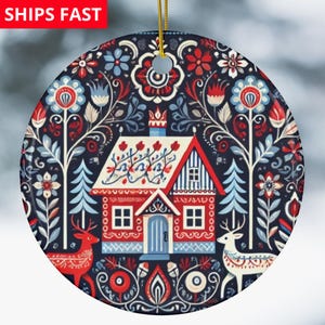 Scandinavian Christmas Ornaments Swedish Folk Art Gift Norwegian Christmas Home Decor European Gifts Nordic Folk Art Christmas Gift
