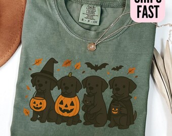 Black Labrador Retriever Halloween Shirt, Black Lab Fall Tshirt Dog Trick Or Treat Spooky Season T shirt Costume T-shirt Pumpkin Coffee Tee
