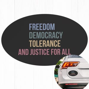Subtle FDT Anti Trump Car Magnet Bumper, Democrat Resistance Gift Magnet, Freedom Democracy Tolerance, Liberal, Magnet Social Justice Gift b