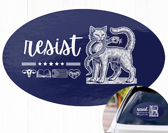 Resist Sticker Vinyl, Banned Books Reproductive LGBT Rights Social Justice Climate Change Science Liberal Feminist BLM Activist Sticker Car