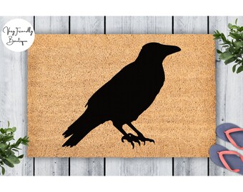 Crow Doormat Outdoor Rug Door Coir Mat Decor Housewarming Home Summer Winter Christmas House Gift