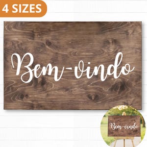 Portuguese Welcome Wood Sign Wooden Wedding Sign Front Door Decor Bem-vindo Angola Brazil Portugal Decor Housewarming Home Gift