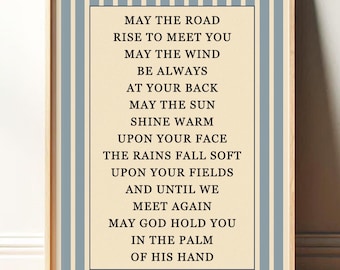 Irish Blessing Print, Road Rise to Meet You Celtic Housewarming Gift