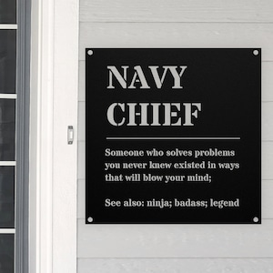 Personalized NAVY CHIEF Gift Metal Sign For Birthday, Christmas, Appreciation Gift l Custom Name Travel Wall Art for Men Women