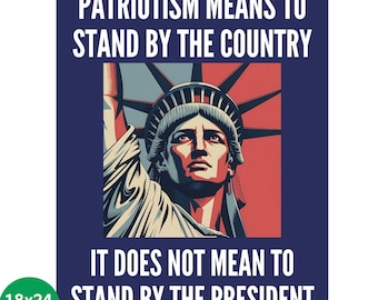 Cartel de protesta "Patriotismo significa apoyar al país", cartel de resistencia anti-Trump, cartel de "Democracia, no activismo", cartel de manifestación "Resistir al fascismo"