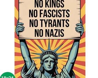 We The People No Kings In America Resist Fascism Anti Trump Poster Protest March Sign Poster, No Kings In America Subtle Rally Activist