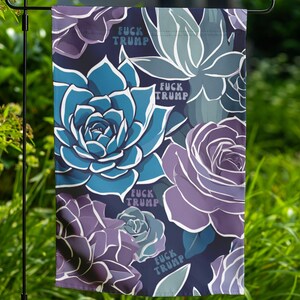 Subtle Anti Trump Flag, Anti Trumpism Floral Fck Trump Fdt Yard Sign Feminist Flag, Liberal Trump Parody Anti Republican Garden Flag Banner
