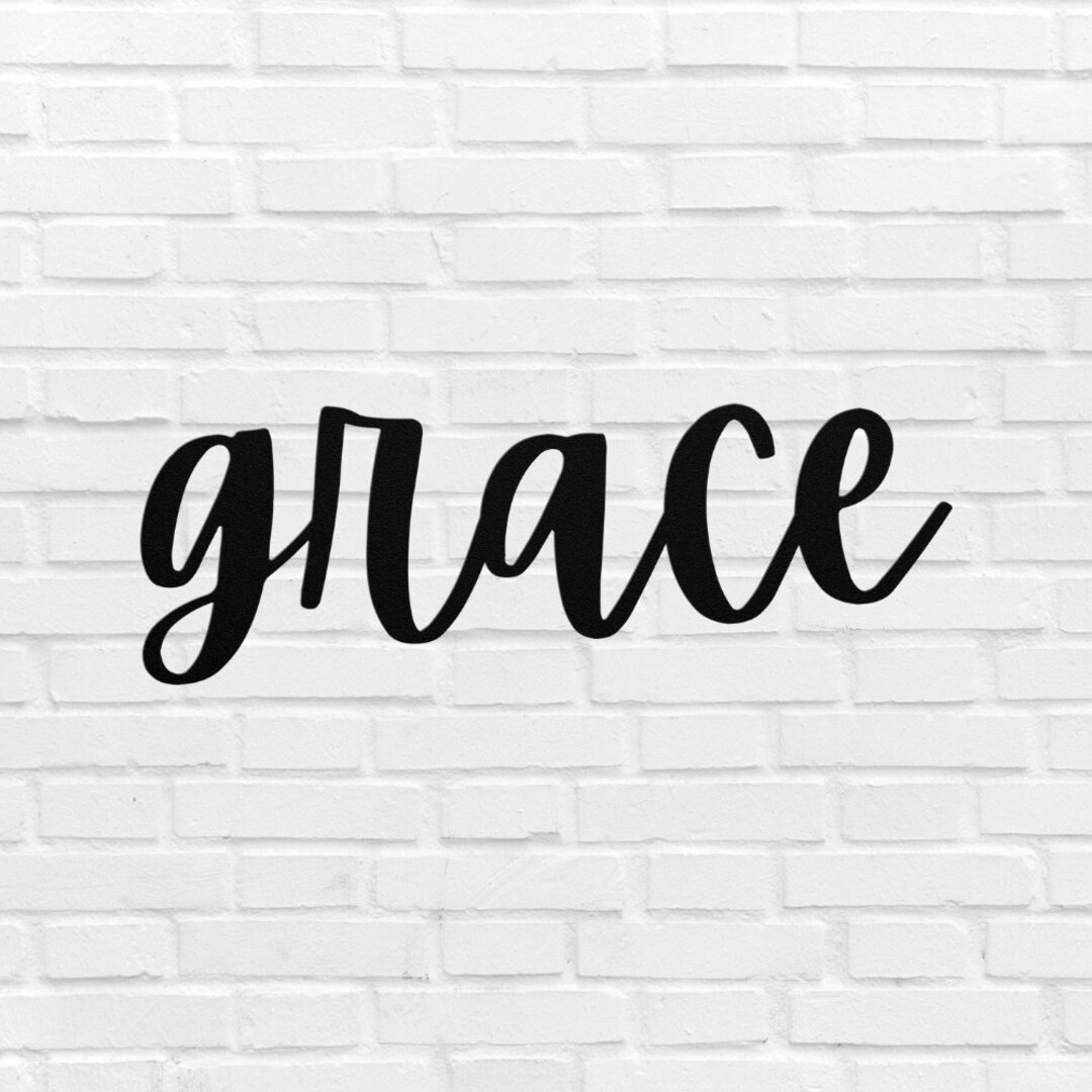Grace Metal Sign Word Wall Art Grace Script Word Art Decor Gift Outdoor