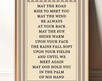 Irish Blessing Print, Road Rise to Meet You Celtic Housewarming Gift